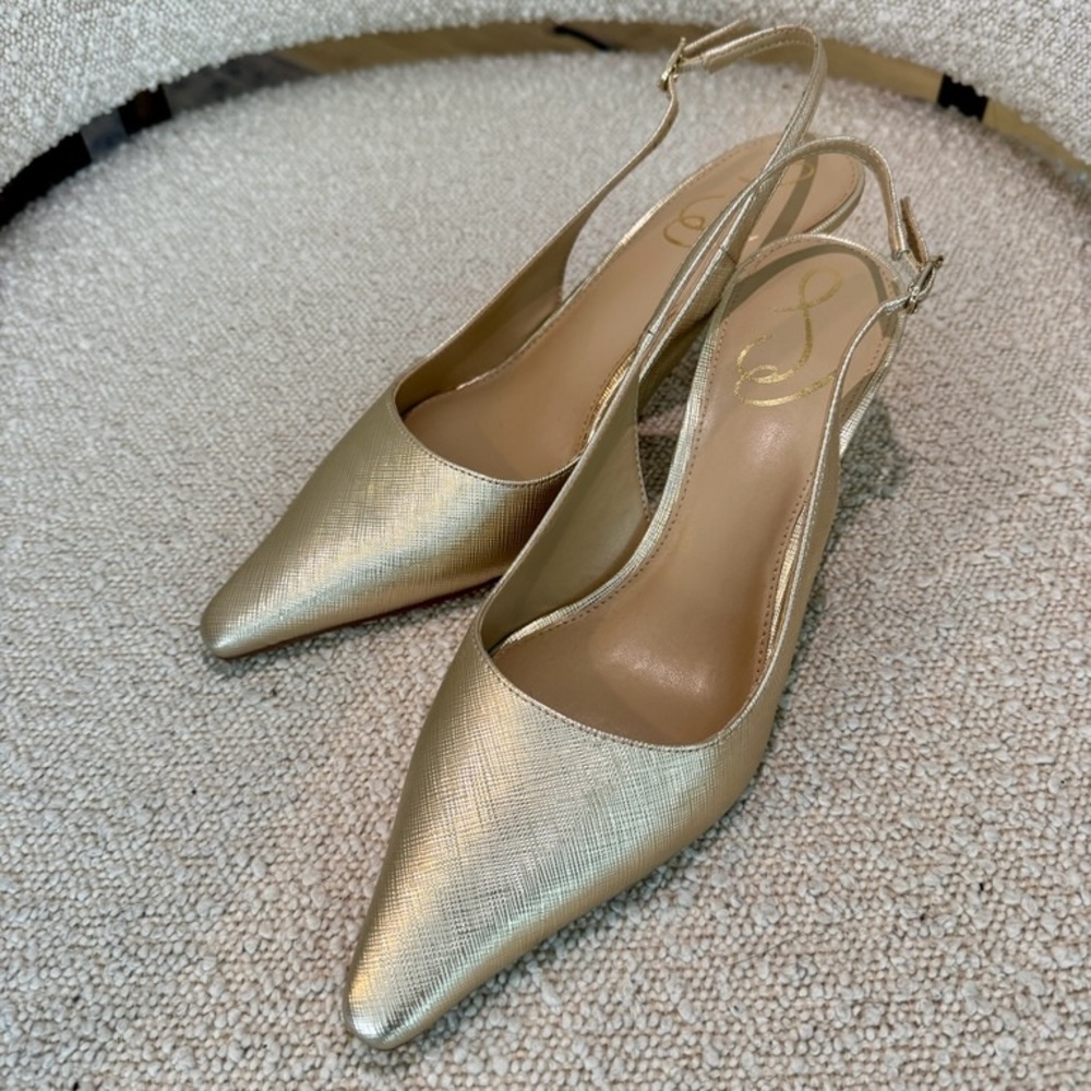 Sam Edelman Metallic Gold Slingback Bianka Kitten Heels